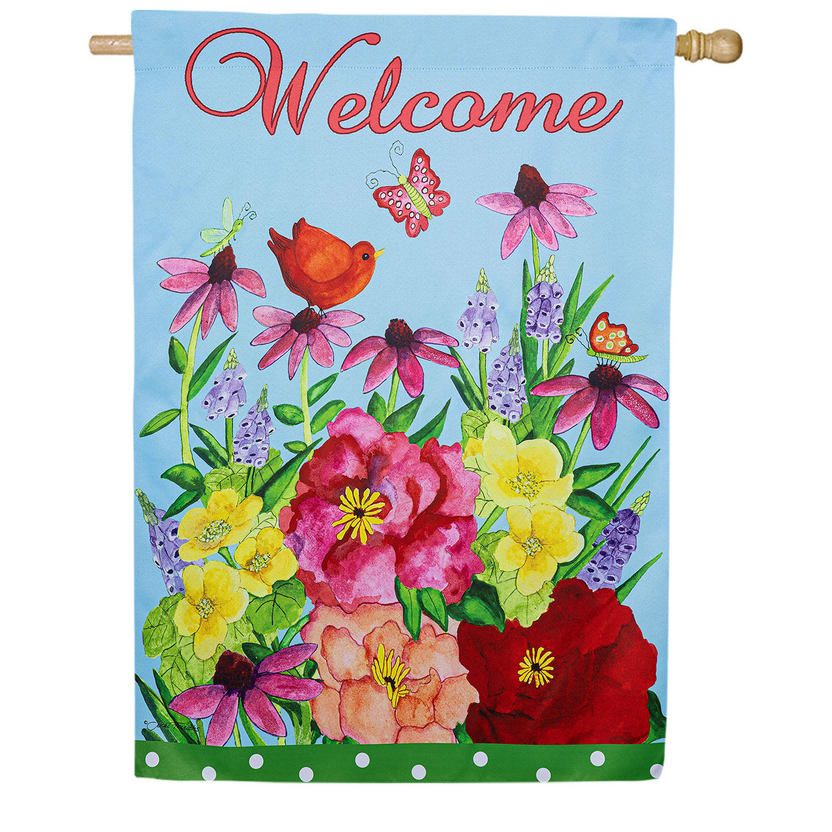 Evergreen Spring Floral Suede House Flag