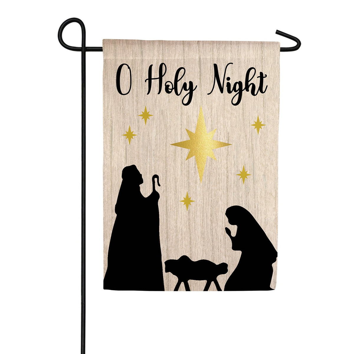 Evergreen Nativity Silhouette Burlap Garden Flag