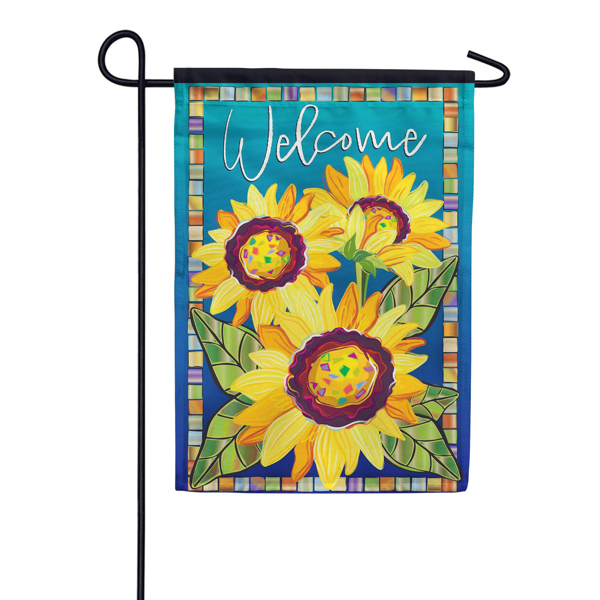 Evergreen Sunflower Garden Welcome Applique Garden Flag