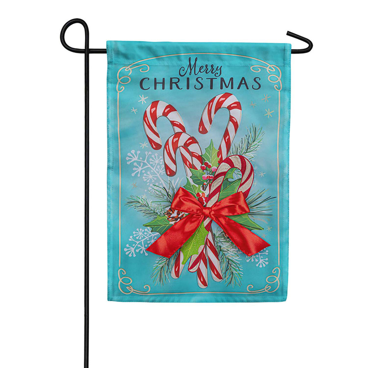 Evergreen Vintage Candy Canes Applique Garden Flag