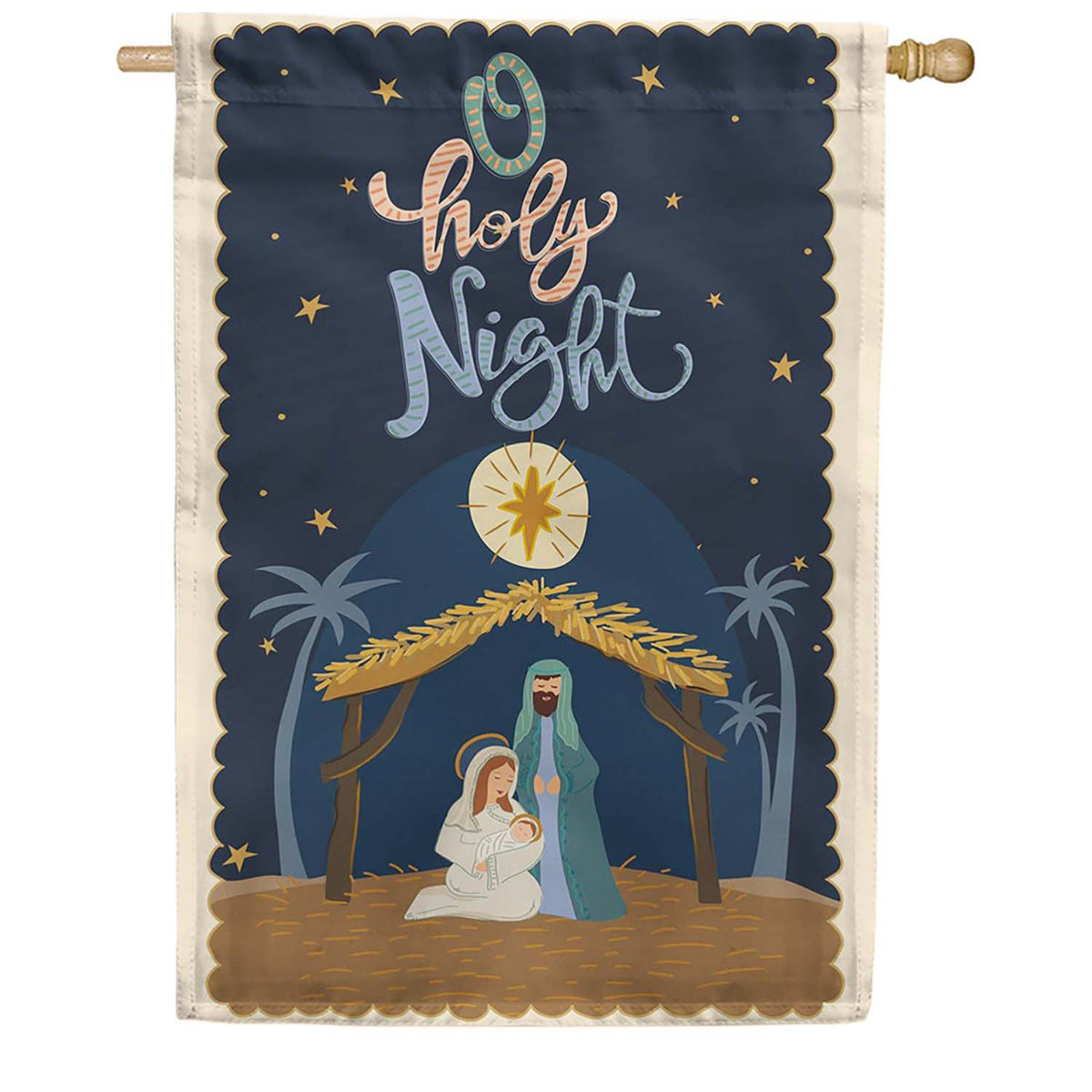 Evergreen O Holy Night Miracle Applique House Flag