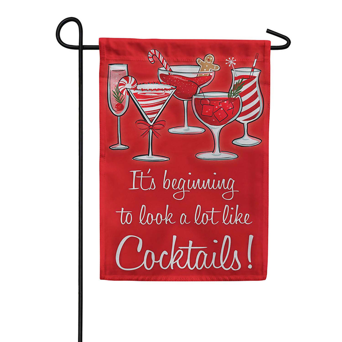 Evergreen Sugar & Stripes Cheers Burlap Garden Flag