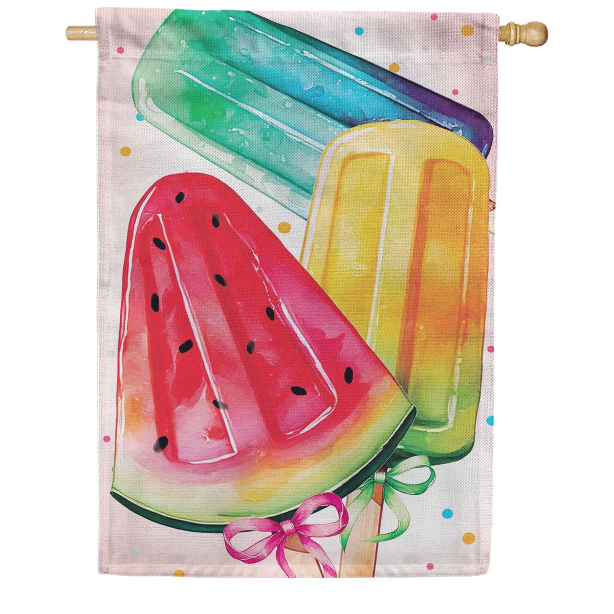 Evergreen Burlap House Flag - Summer Treats