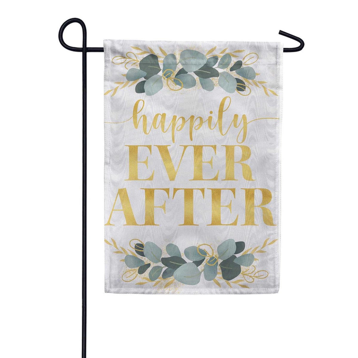 Evergreen Moire Garden Flag - Happily Ever After