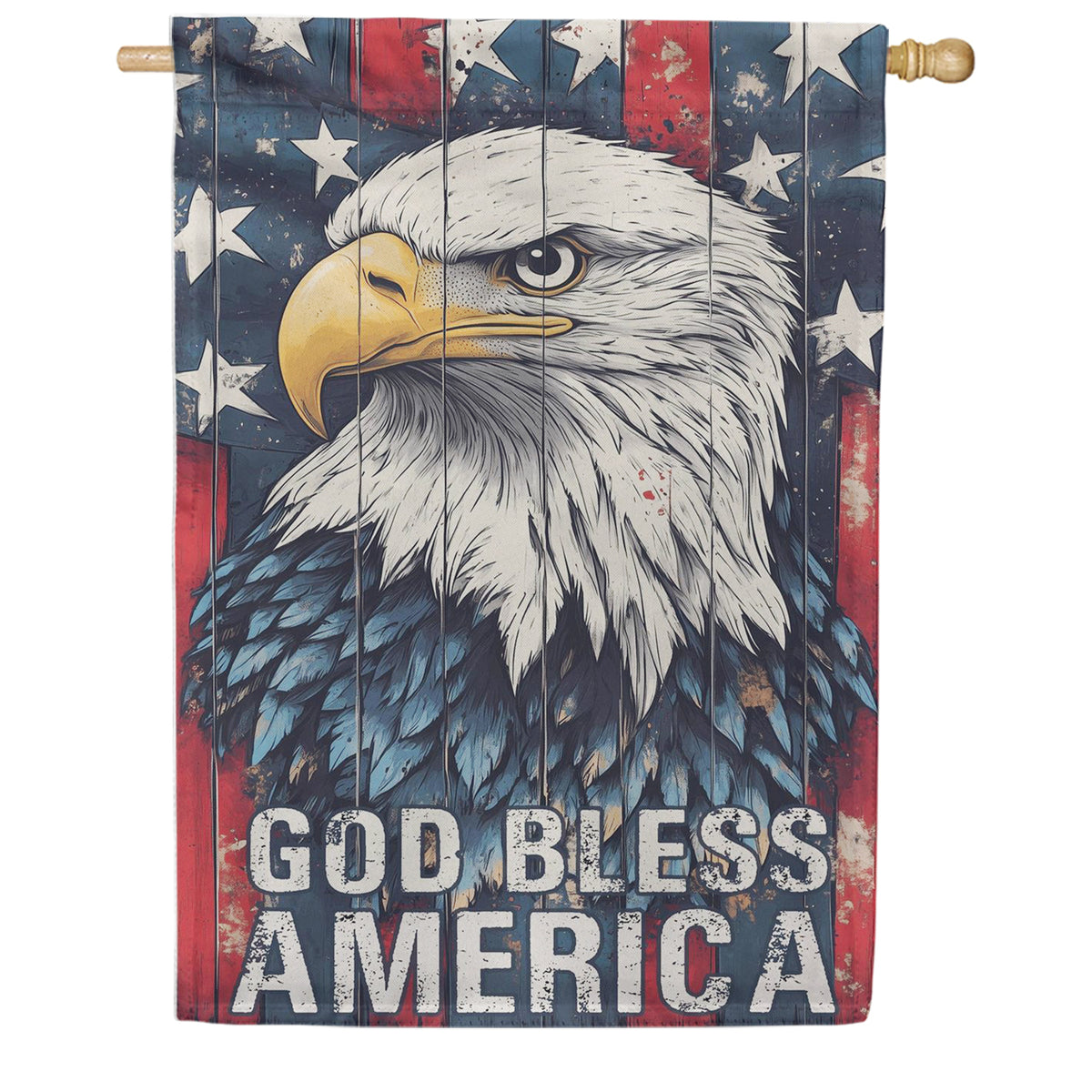 Evergreen Suede 2-Sided House Flag - God Bless America Eagle