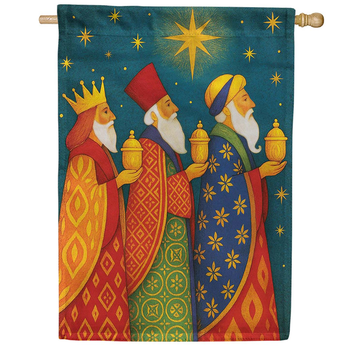 Evergreen Suede 2-Sided House Flag - The Three Kings