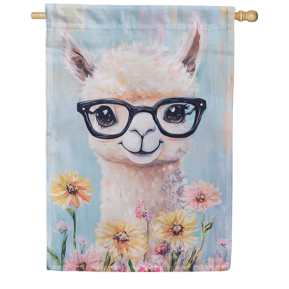 Evergreen Suede 2-Sided House Flag - Floral Llama