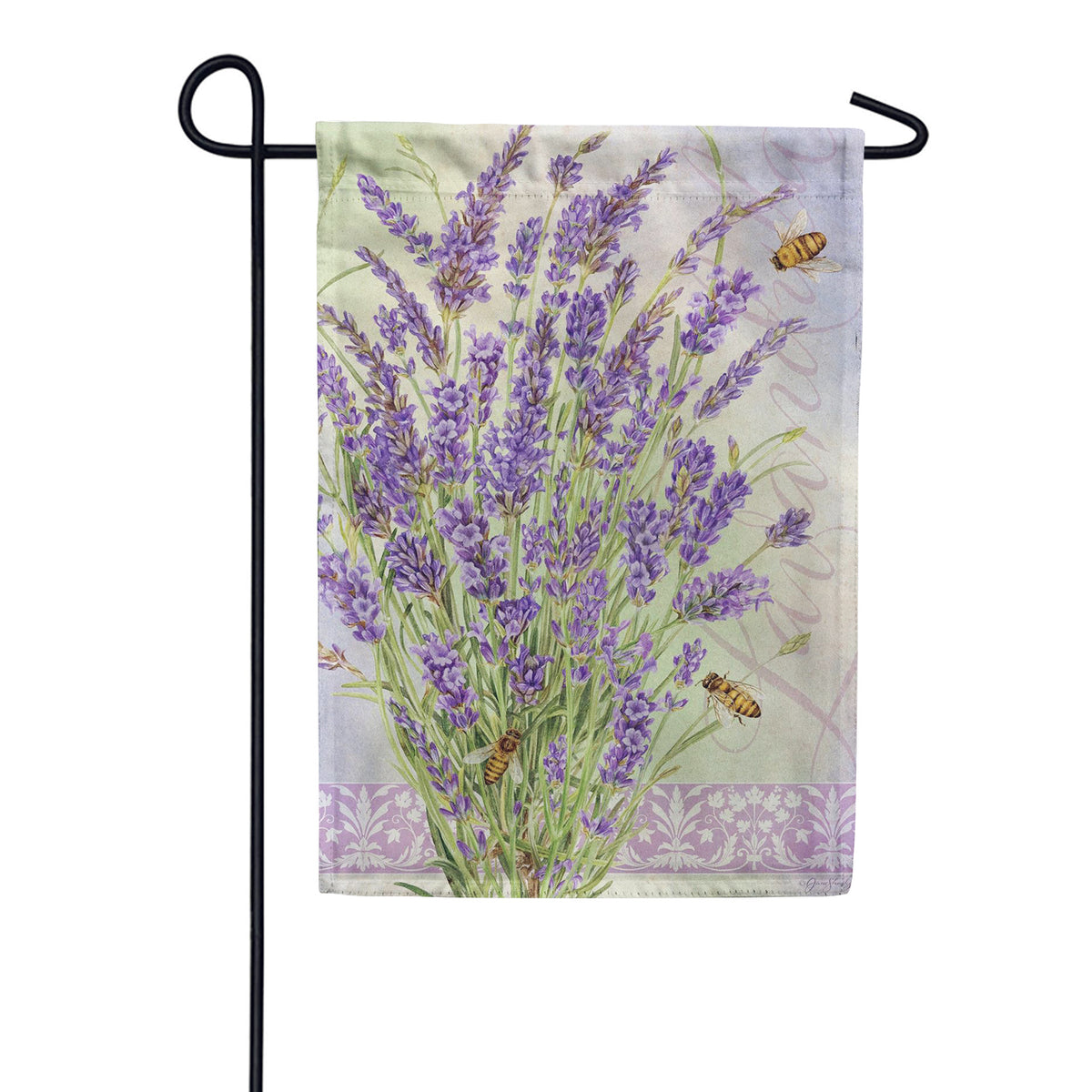 Evergreen Suede 2-Sided Garden Flag - Lavender Bouquet