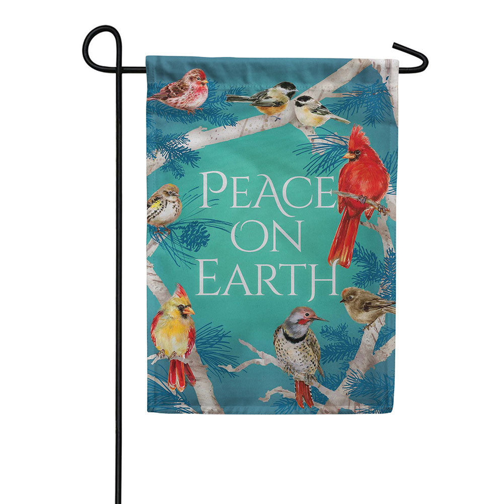 Evergreen Suede 2-Sided Garden Flag - Peace On Earth Birds
