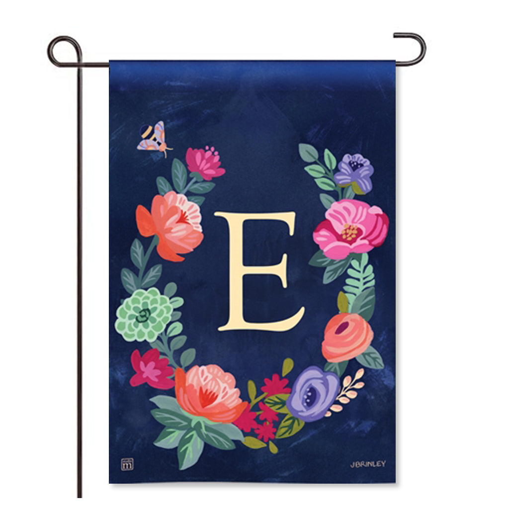 Boho Flowers Monogram "E" Garden Flag