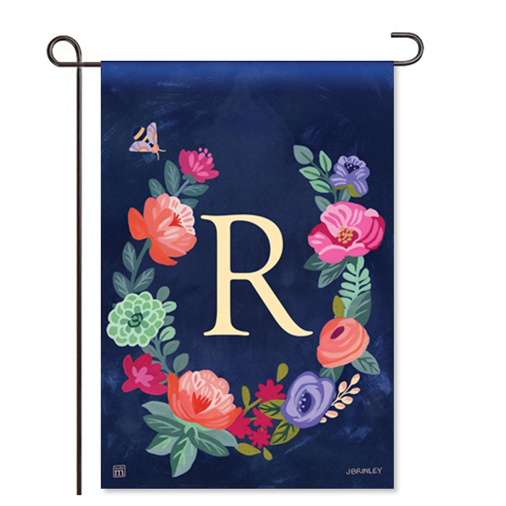 Boho Flowers Monogram "R" Garden Flag