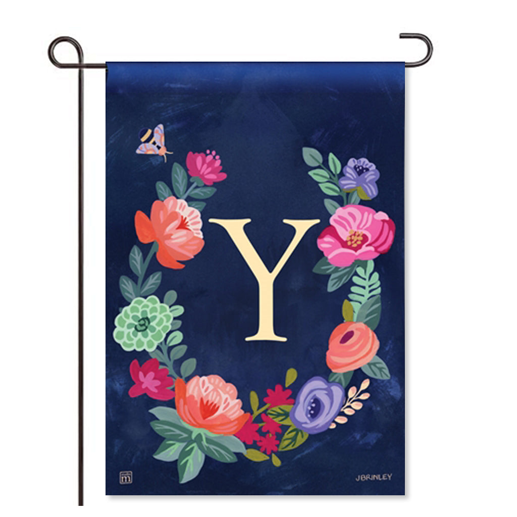 Boho Flowers Monogram "Y" Garden Flag