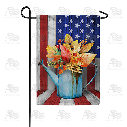 Old Fall Watering Can Garden Flag