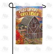 Rustic Autumn Barn Garden Flag