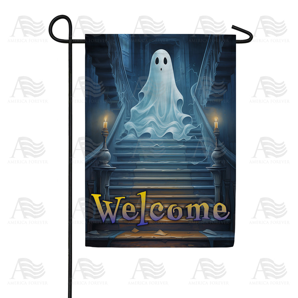 Welcome To The Haunted House Garden Flag