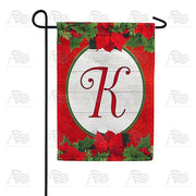 Red Poinsettia - Monogram K Garden Flag