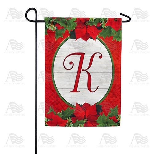 Red Poinsettia - Monogram K Garden Flag