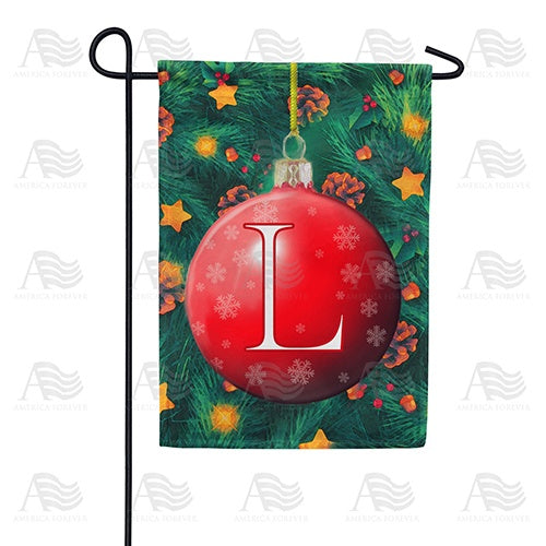 Christmas Ball - Monogram L Garden Flag