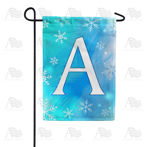 Snowflakes Monogram A Garden Flag