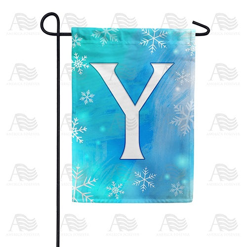 Snowflakes Monogram Y Garden Flag