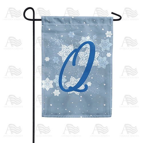 Blue Winter Monogram Q Garden Flag