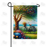 Blossoming Springtime Bicycle Garden Flag