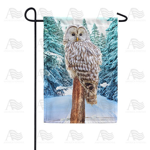 Owl's Winter Perch Garden Flag