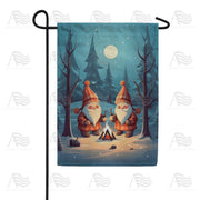Gnome Winter Campfire Garden Flag