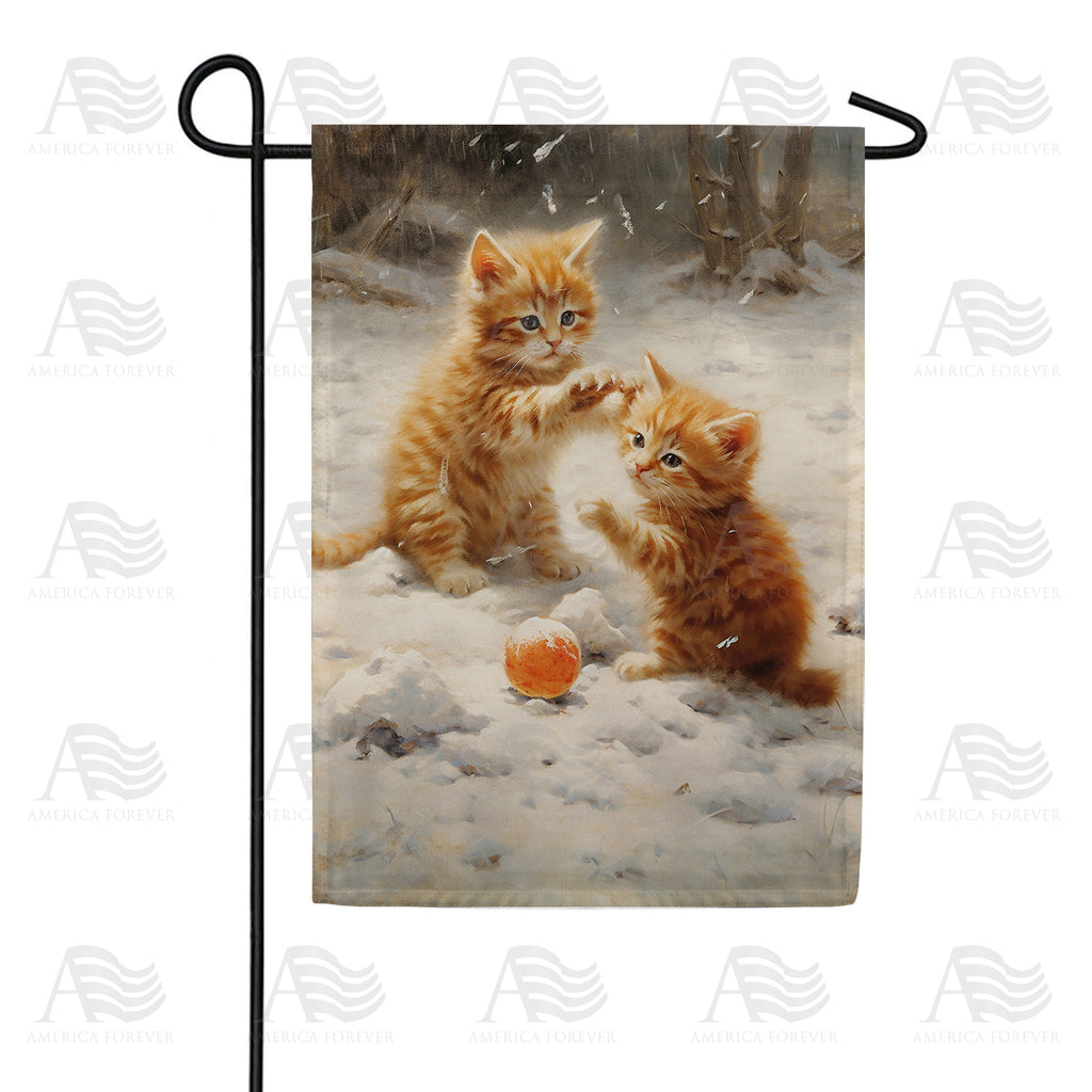 Kittens' First Snow Garden Flag