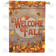 Welcome Fall Wood Panel House Flag