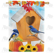 Autumn Bird House House Flag
