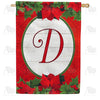 Red Poinsettia - Monogram D House Flag