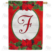 Red Poinsettia - Monogram F House Flag