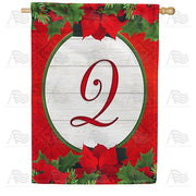 Red Poinsettia - Monogram Q House Flag