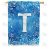Icy Snowflakes Monogram T House Flag