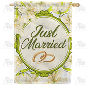Just Married Rings House Flag