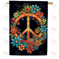 Blooming Peace Sign House Flag