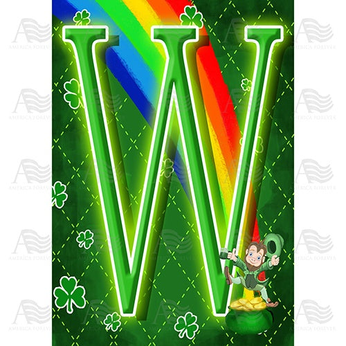Leprechaun Rainbow - Monogram W House Flag
