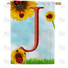 Ladybugs and Sunflowers - Monogram J House Flag