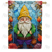 Gnome Stained Glass House Flag
