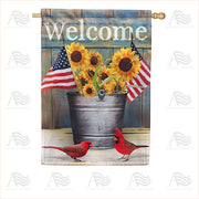 Sunflower and Cardinals Welcome House Flag