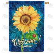 Bright Sunflower Welcome House Flag