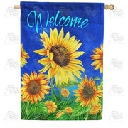 Sunflower Blue Welcome House Flag