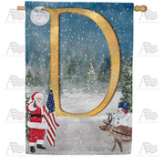 Merry Christmas USA Monogram D House Flag