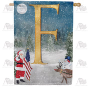 Merry Christmas USA Monogram F House Flag