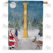 Merry Christmas USA Monogram I House Flag