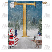 Merry Christmas USA Monogram T House Flag