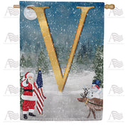 Merry Christmas USA Monogram V House Flag
