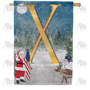 Merry Christmas USA Monogram X House Flag