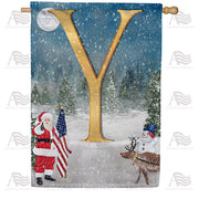 Merry Christmas USA Monogram Y House Flag